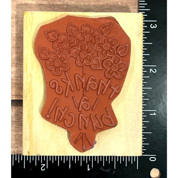 Anitas "Thanks A Bunch" Floral Wooden Rubber Stamp Size G Crafting Card Making - Picture 2 of 3